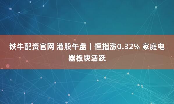 铁牛配资官网 港股午盘｜恒指涨0.32% 家庭电器板块活跃
